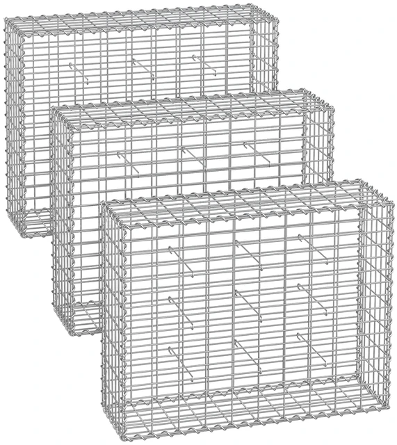 Songmics Gabiono krepšiai 100 x 80 x 30 cm, 3 vnt., sidabriniai