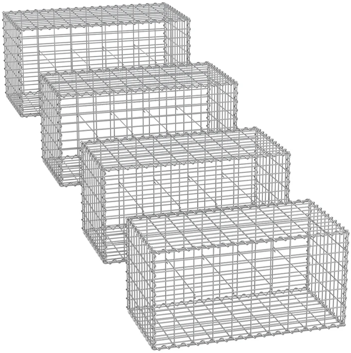 Songmics Gabionų krepšiai 100 x 30 x 30 cm, 4 vnt., sidabriniai