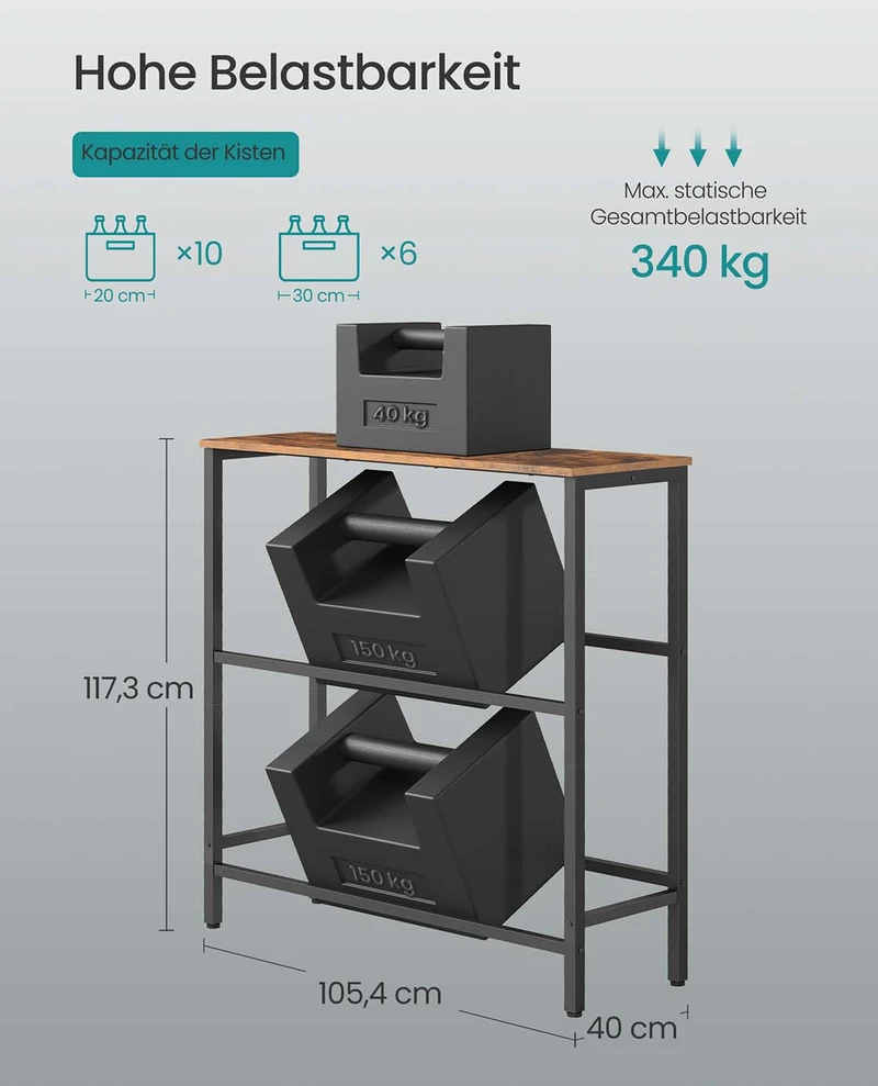 Songmics Gėrimų dėžių lentyna 2 aukštai 6 dėžėms