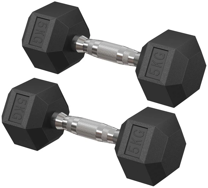 SONGMICS hanteliai, 2 vnt. rinkinys, iš viso 10 kg, tamsiai juodos spalvos