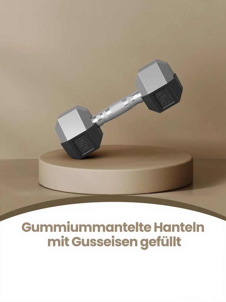 SONGMICS hantelių rinkinys, 2 vnt. hantelių rinkinys, šešiakampiai, trumpųjų hantelių rinkinys, 2 x 5kg, 2 x 10 kg, treniruotėms, fitneso treniruotėms, sunkiojo atletikos pratimams namuose, sporto salėje