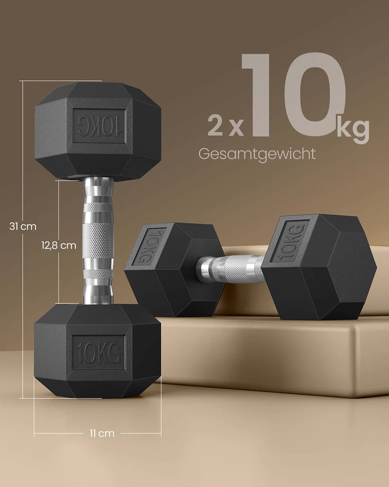 SONGMICS hanteliai, 2 vnt. rinkinys, iš viso 20 kg, juodas kaip rašalas