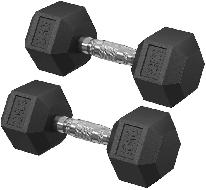 SONGMICS hanteliai, 2 vnt. rinkinys, iš viso 20 kg, juodas kaip rašalas