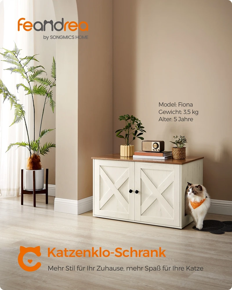 Songmics Feandrea Kačių namelis su nuimama pertvara 80 x 53 x 50 cm
