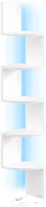 Songmics Kampinė lentyna su LED apšvietimu, 20x20x126 cm