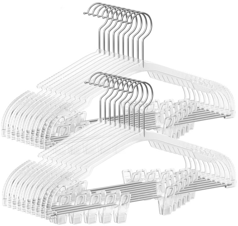 Songmics Kelnių pakabos 30 vnt 40,6 x 22,5 cm su besisukančiais kabliukais skaidrios