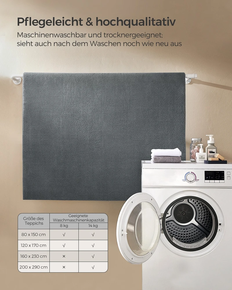 Songmics Kilimas 200x290 cm taubos pilkumo