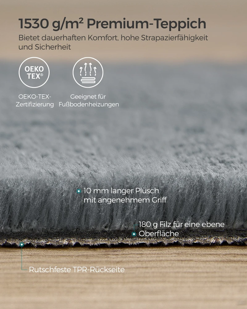 Songmics Kilimas 200x290 cm taubos pilkumo