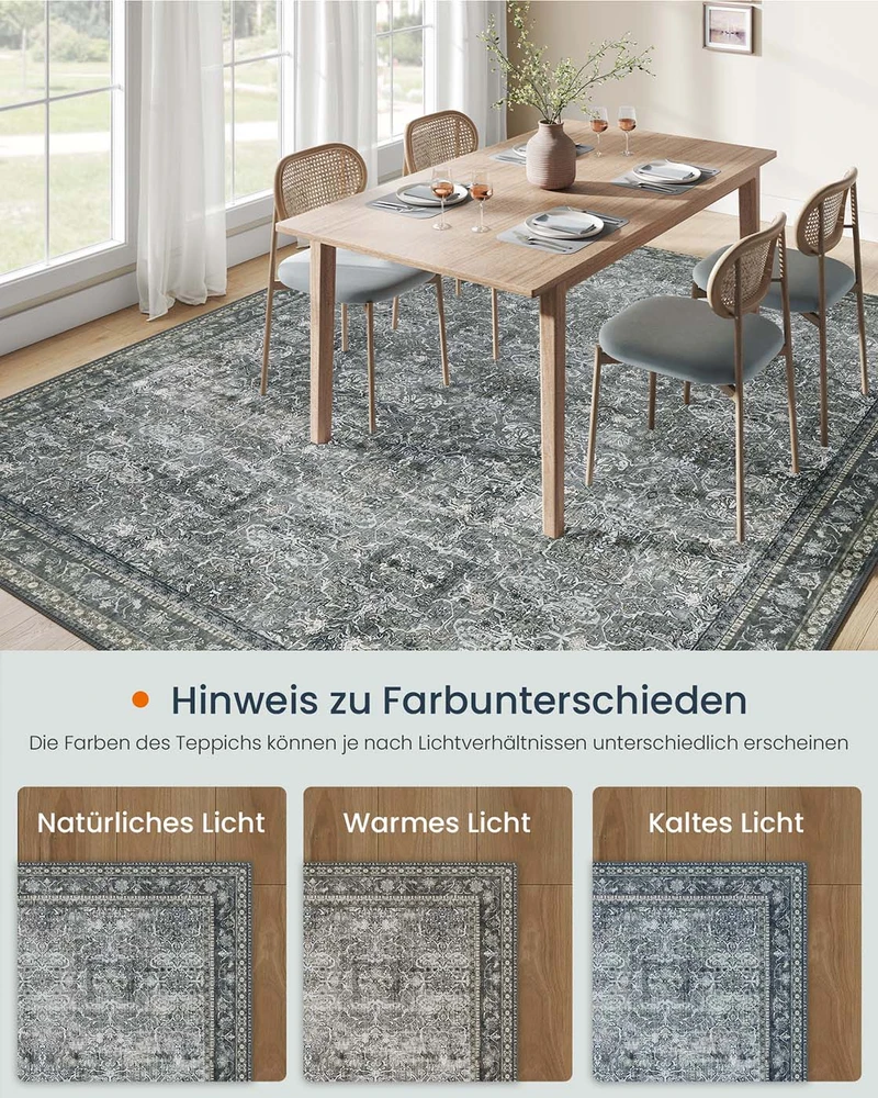 Songmics Kilimas 160 x 230 cm, pilkas