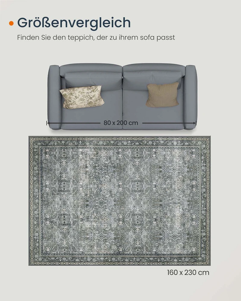 Songmics Kilimas 160 x 230 cm, pilkas