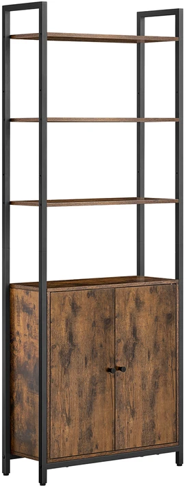 Songmics Vasagle Knygų spinta 24 x 60 x 159,5 cm vintažinė ruda-juoda