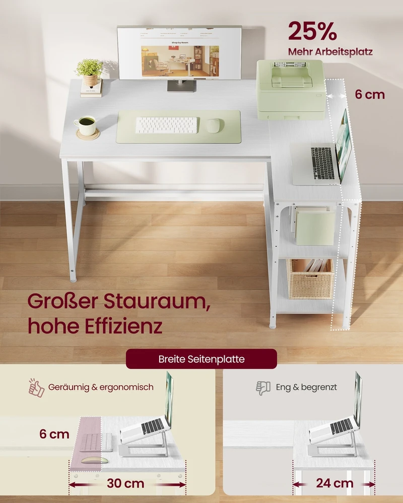 Songmics Kampinis rašomasis stalas 110 x 80 x 76 cm