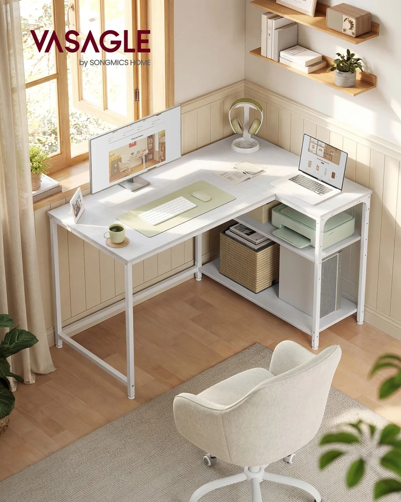 Songmics Kampinis rašomasis stalas 110 x 80 x 76 cm