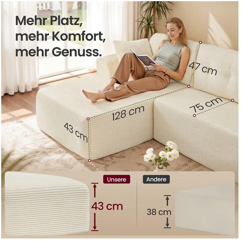 Songmics Kampinė modulinė sofa 244 cm
