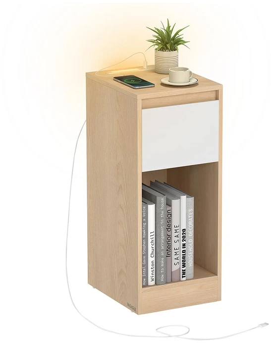 Songmics Naktinis staliukas su LED apšvietimu ir USB jungtimis