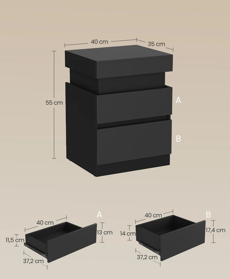 Songmics Naktiniai staliukai 2vnt. komplektas 35 × 40 × 55 cm