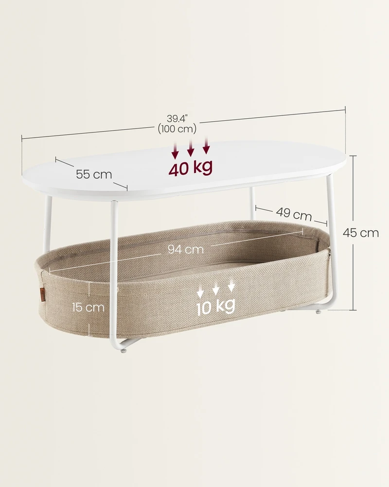 Songmics Žurnalinis staliukas 55 × 100 × 45,7 cm