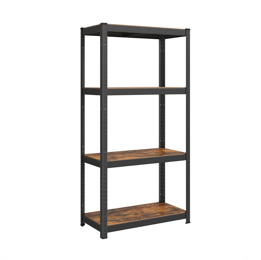 Songmics Reguliuojama stovinti lentyna su 4 lentynomis 40 x 80 x 160 cm vintažinė ruda-juoda