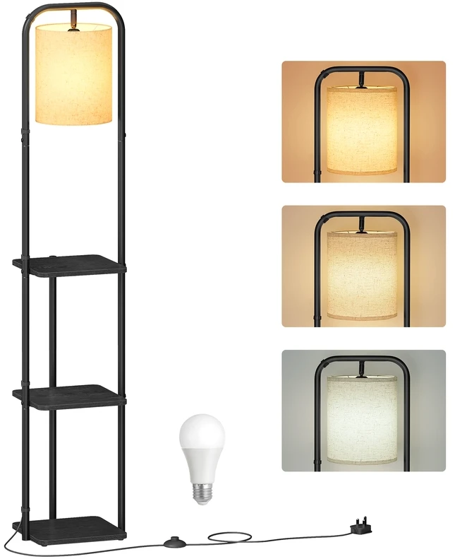 Songmics Grindų lempa su lentynomis 29,9x31,8x160,5 cm