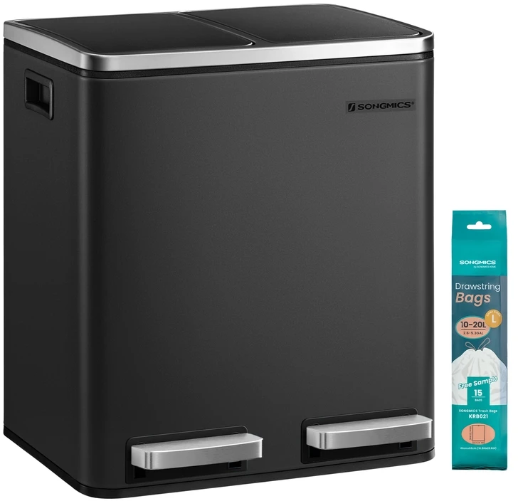 Songmics Atliekų dėžė 30 L juoda