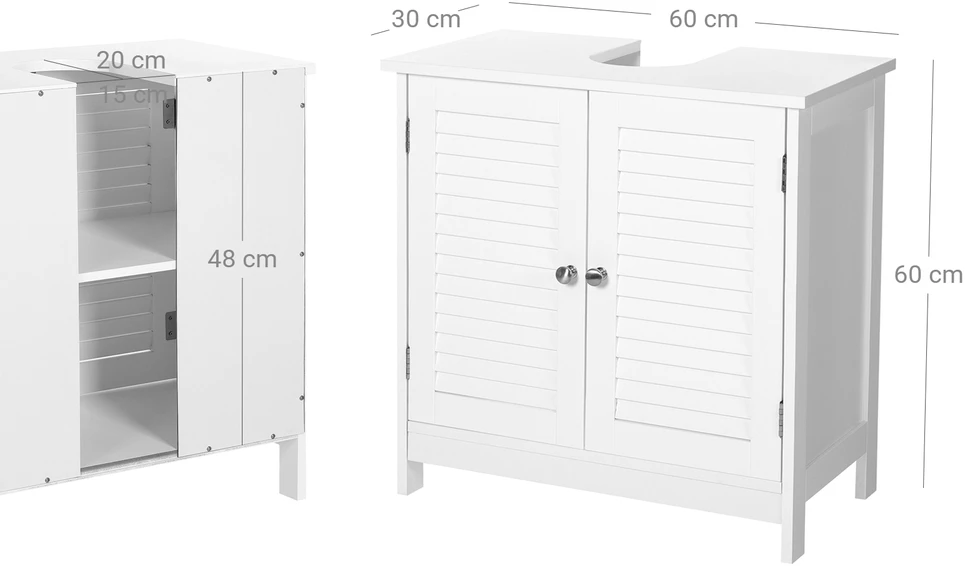 Songmics Vasagle Waschbeckenunterschrank mattweiß