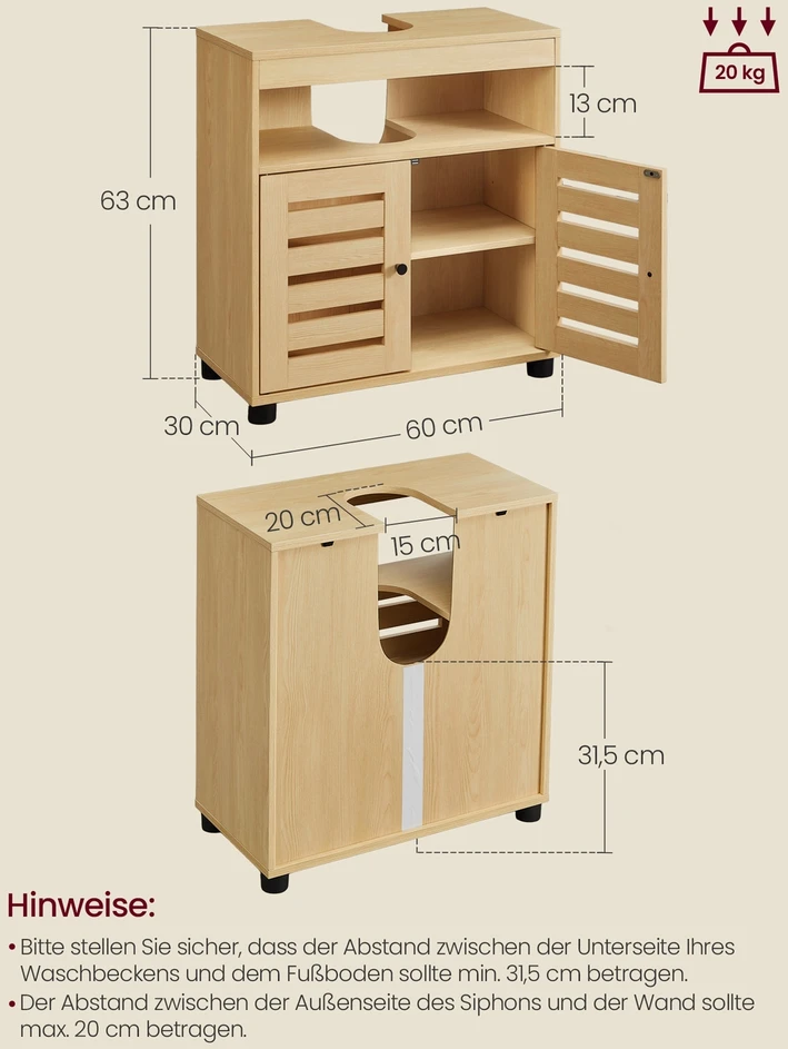 Songmics Praustuvo spintelė 30 × 60 × 63 cm