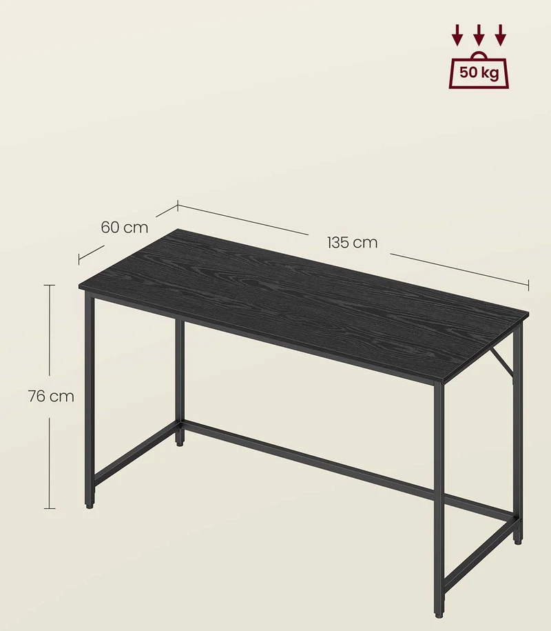 Songmics Vasagle Rašomasis stalas su metaliniu rėmu 60 x 140 x 76 cm