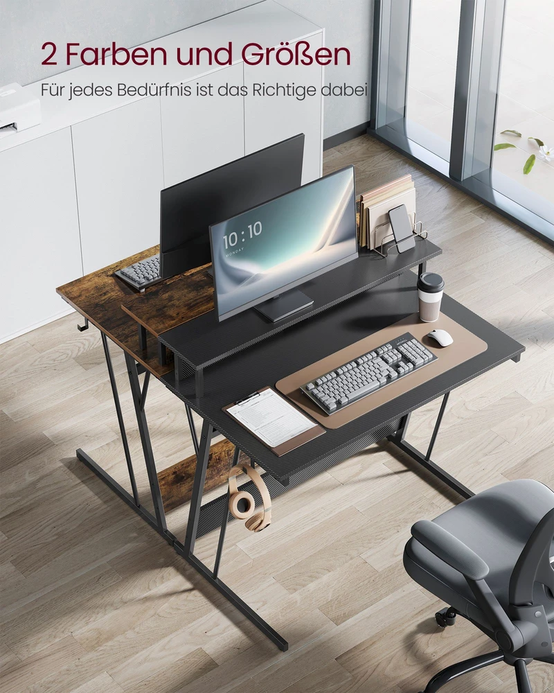 Songmics Vasagle Rašomasis stalas su maitinimo juosta 60 x 120 x 76 cm suodžių juodos spalvos