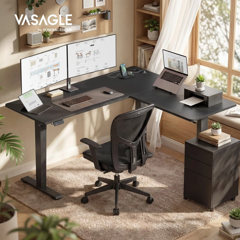 Songmics Reguliuojamo aukščio stalas 160 x 140 x 72-120cm