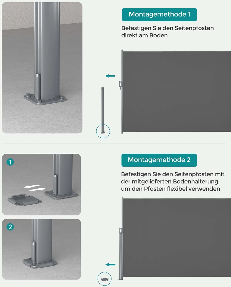 Songmics Šoninis tentas 200 x 300 cm antracito spalvos