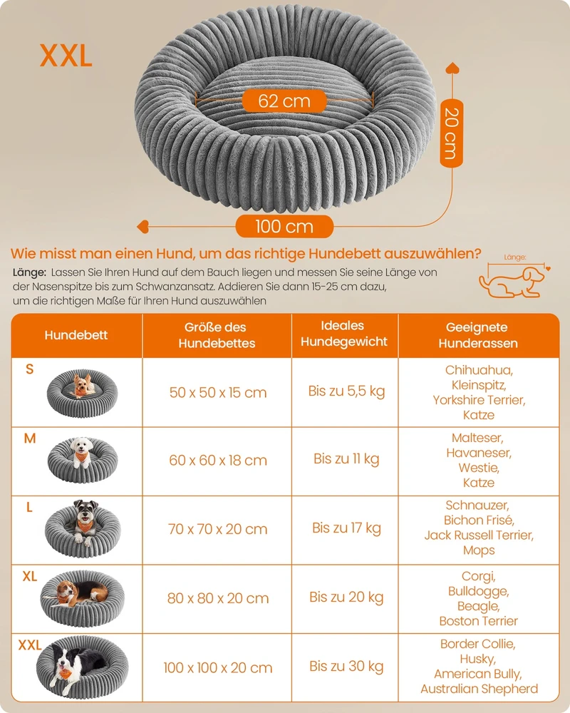 Songmics Šuns guolis 100 cm skersmens skalbiamas