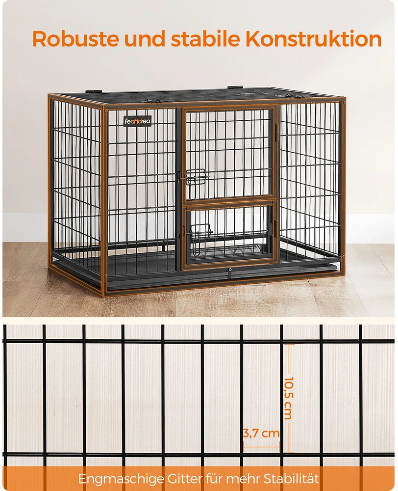 Songmics Feandrea Patvarus ir transportabilus narvas šunims 92,5 x 57,5 x 64 cm, juodas