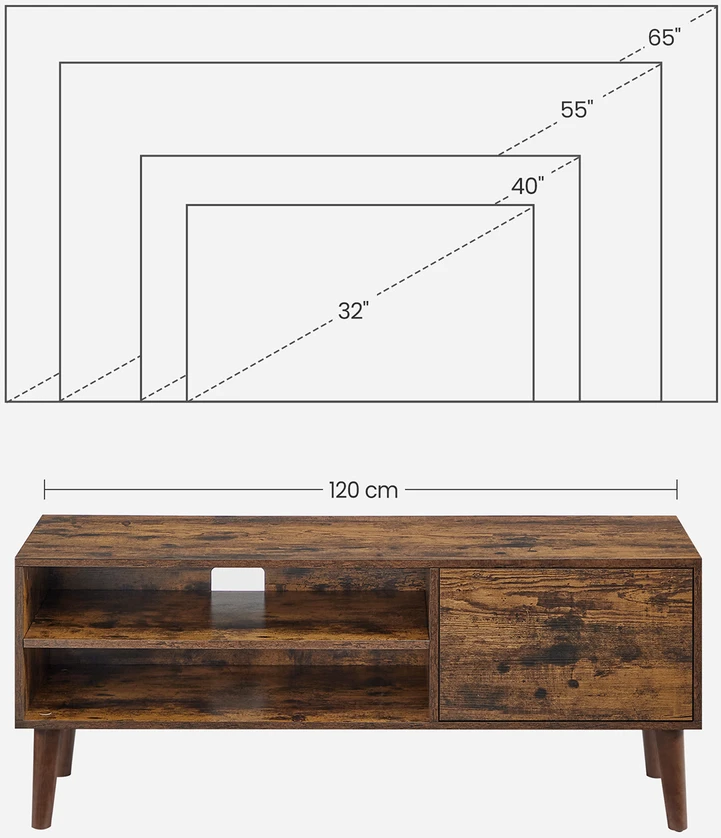 TV staliukas Songmics Vasagle 120 cm ilgio pramoninio dizaino TV spintelė