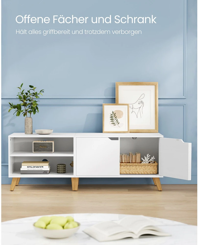 TV staliukas Songmics Vasagle TV spintelė su 2 durelėmis 40 x 140 x 50 cm balta