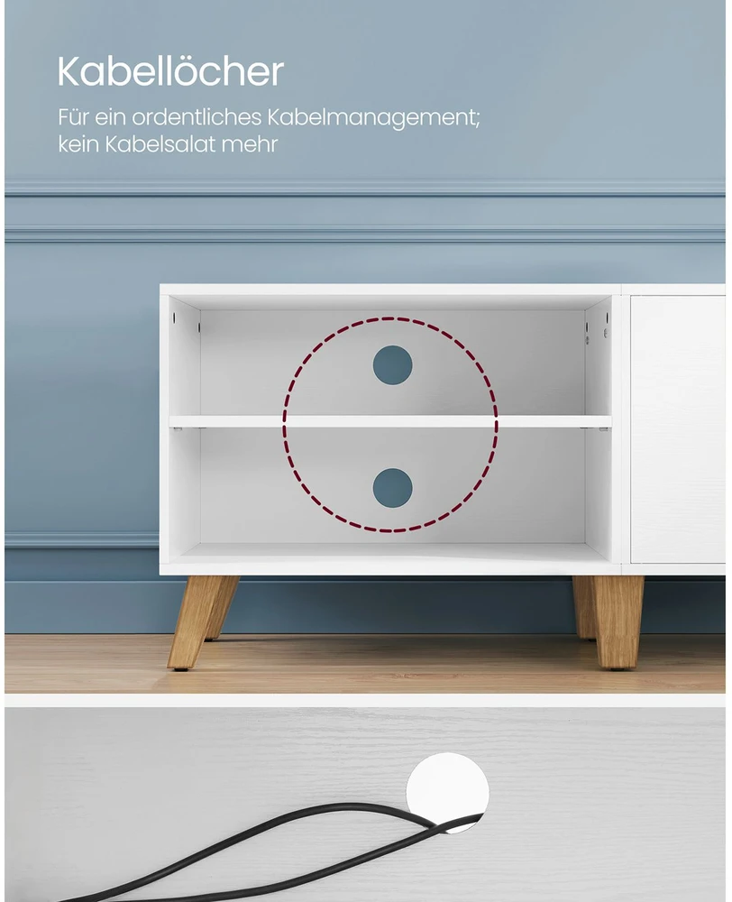 TV staliukas Songmics Vasagle TV spintelė su 2 durelėmis 40 x 140 x 50 cm balta