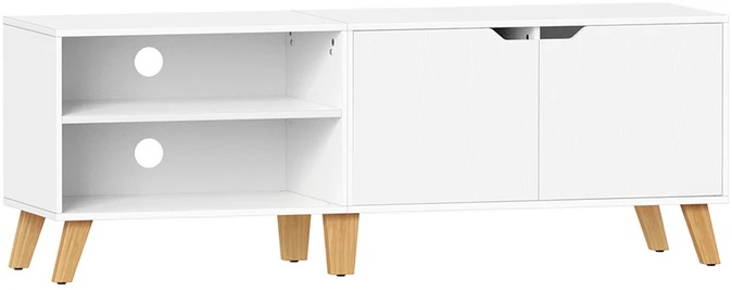 TV staliukas Songmics Vasagle TV spintelė su 2 durelėmis 40 x 140 x 50 cm balta