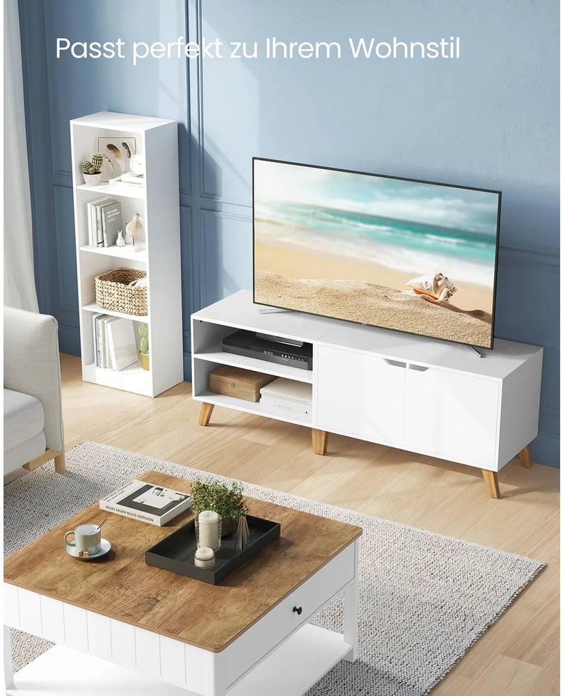 TV staliukas Songmics Vasagle TV spintelė su 2 durelėmis 40 x 140 x 50 cm balta