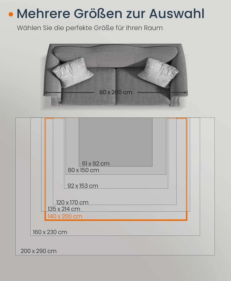 Songmics Kilimas 140x200 cm pilkos spalvos