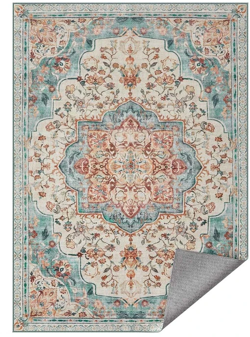 SONGMICS HOME Vintage kilimas 160 x 230 cm, pūkuotas, akvamarino mėlynos spalvos