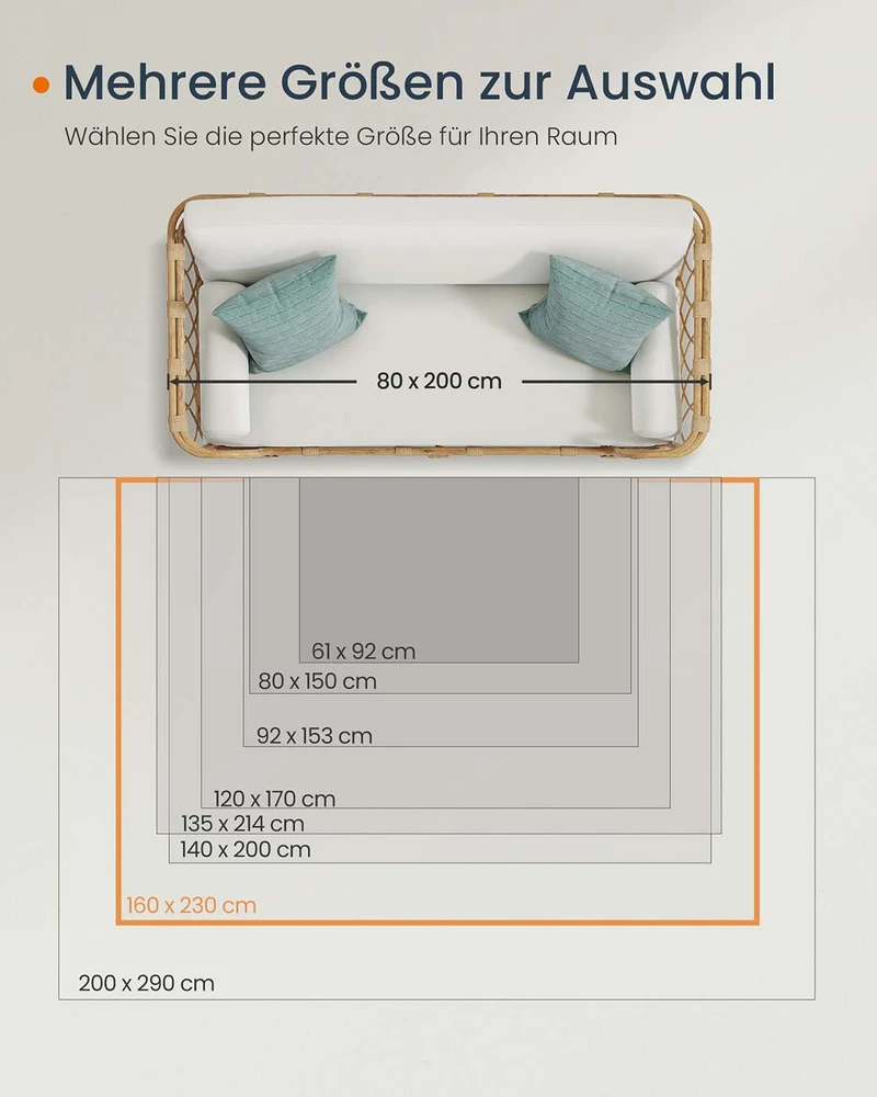 SONGMICS HOME Vintage kilimas 160 x 230 cm, pūkuotas, akvamarino mėlynos spalvos