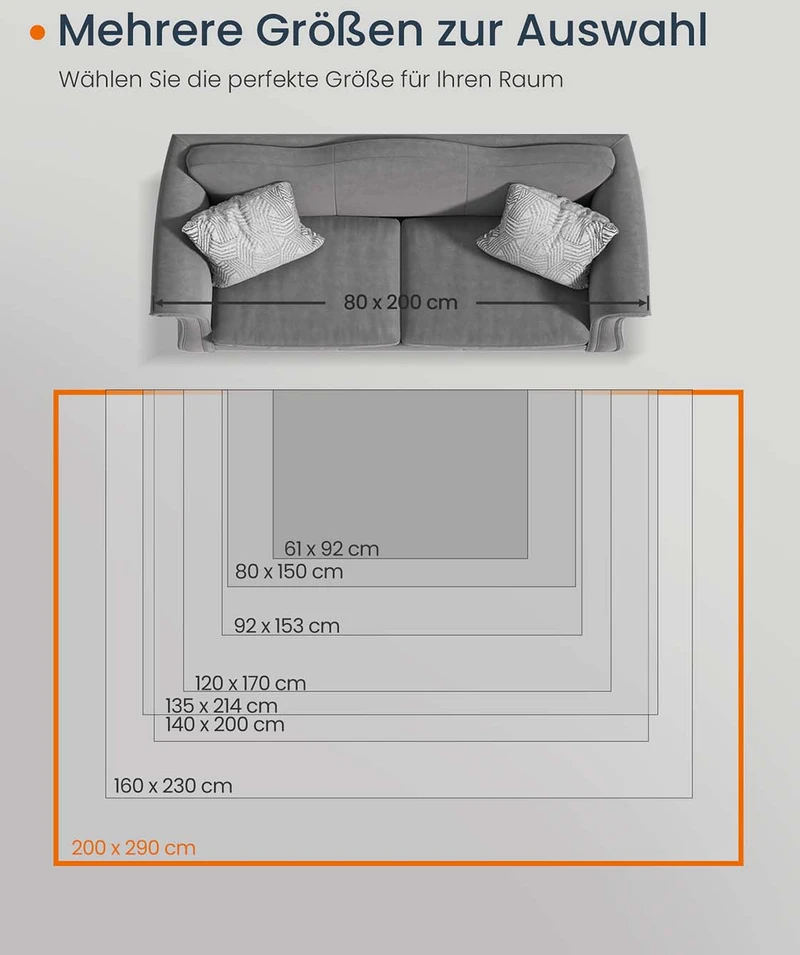 Songmics Kilimas 200 x 290 cm neslystantis tamsiai pilkas