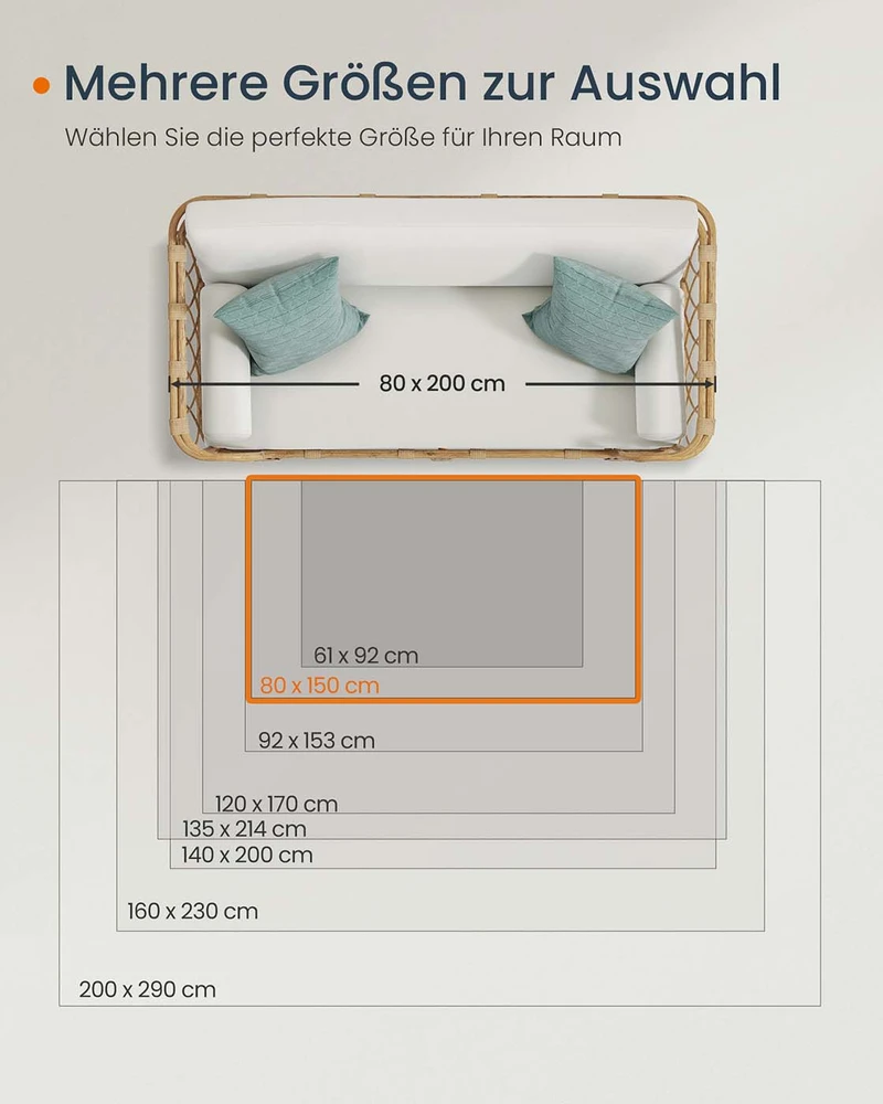 Songmics Kilimas 80x150 cm akvamarino spalvos