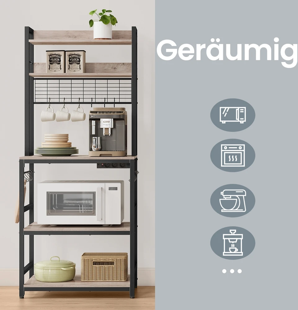 Songmics Lentyna su elektros lizdais, greige-juoda