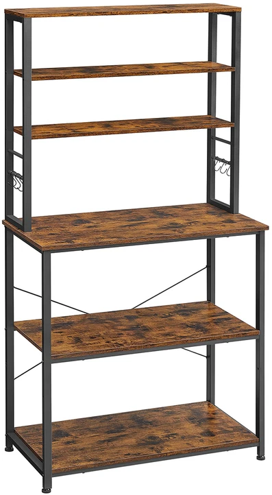 Songmics Vasagle Pramoninio dizaino virtuvės lentyna vintage ruda-juoda