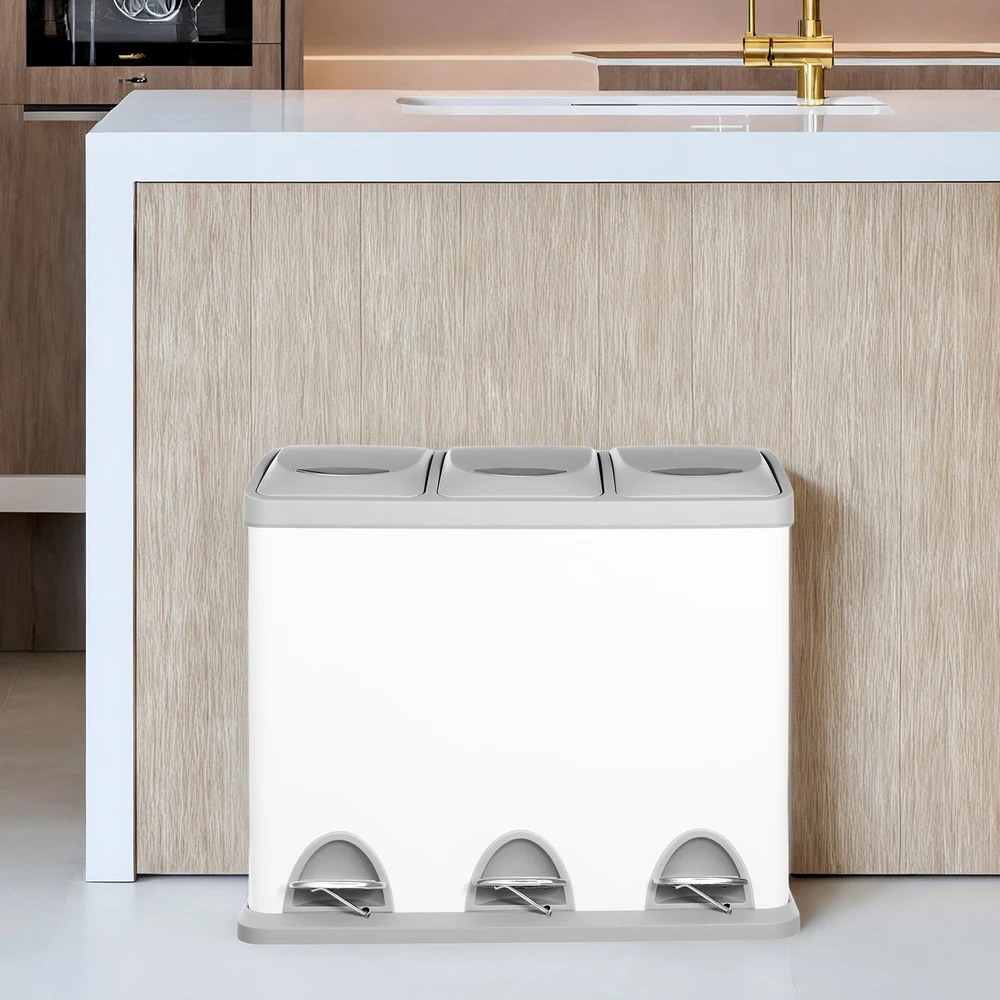Songmics Virtuvės atliekų dėžė, 3 x 8 litrų, mažos talpos