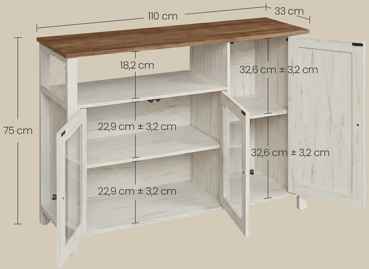 Songmics Virtuvės spintelė 33 × 110 × 75 cm