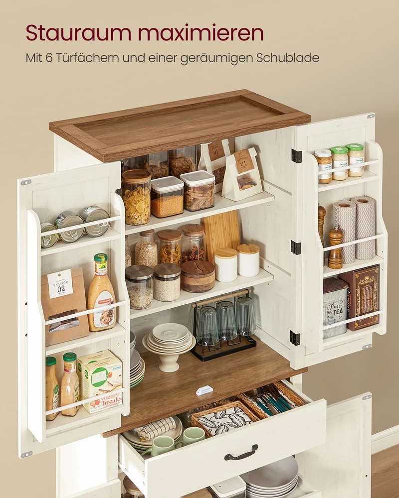 Songmics Virtuvės spintelė su stumdomomis durimis ir lentynomis 40x80x178,6 cm