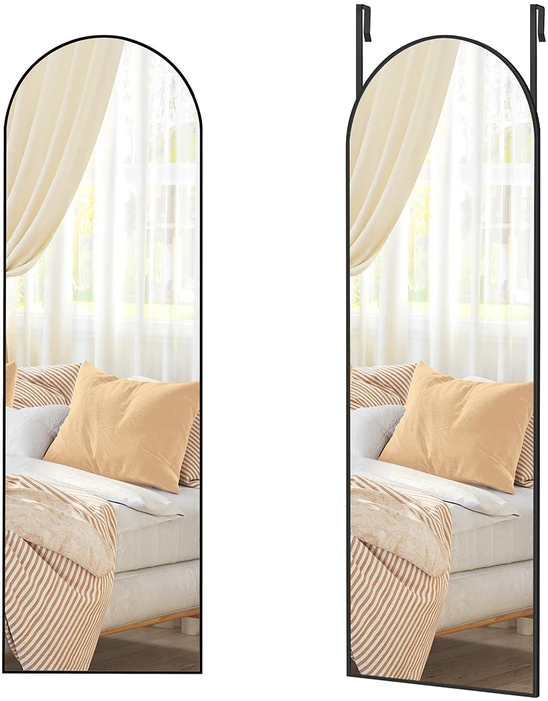 Songmics Viso ilgio veidrodis 120 x 40 cm lenktas rašalas juodas