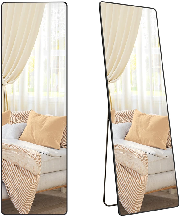 Songmics veidrodis 160 x 50 cm stačiakampio formos, juodas
