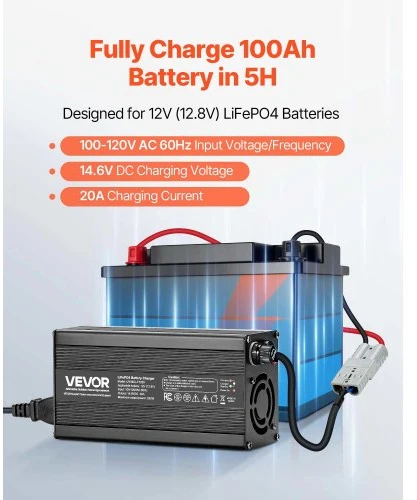VEVOR 12V 20A ličio baterijų įkroviklis RV